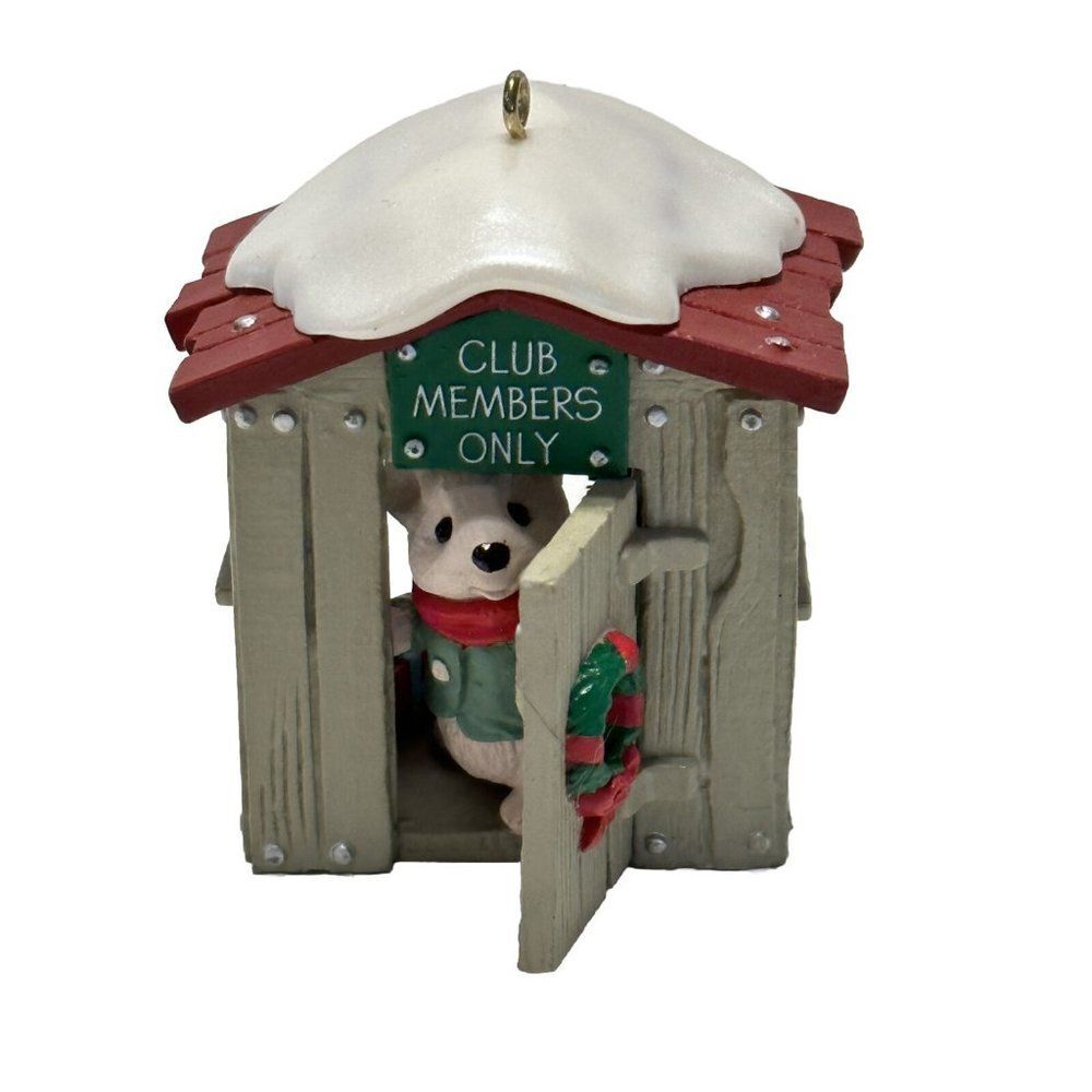 Vtg 80s 1988 Hallmark Christmas Tree Ornament "Our Clubhouse" Holiday Wreath